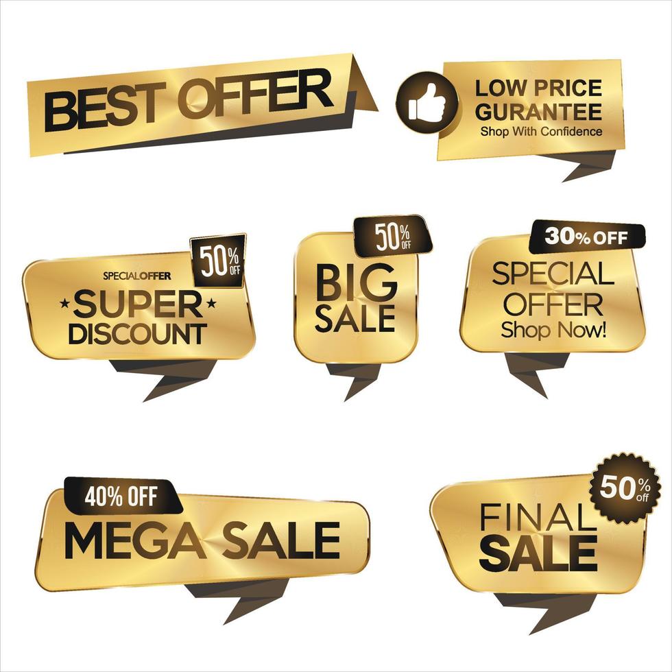 Super sale gold and white retro badges and labels collection vector