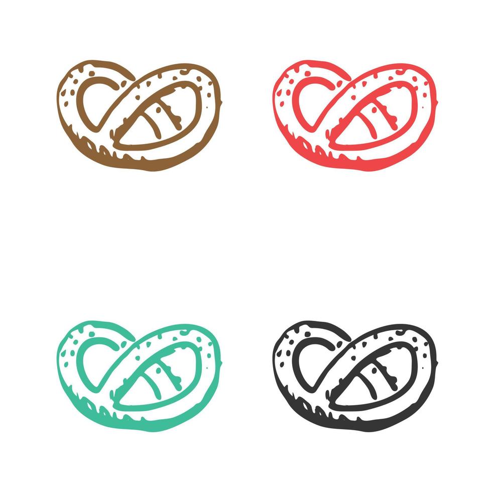 Pretzel icon, Bakery icon, Salty pretzel, Soft pretzel twisted knot bread, Salty pretzel logo vector icons in multiple colors