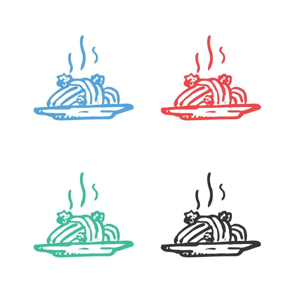 Spaghetti pasta icon, Asian noodles icon, pasta icon, spaghetti in a plate, Italian spaghetti pasta vector icons in multiple colors