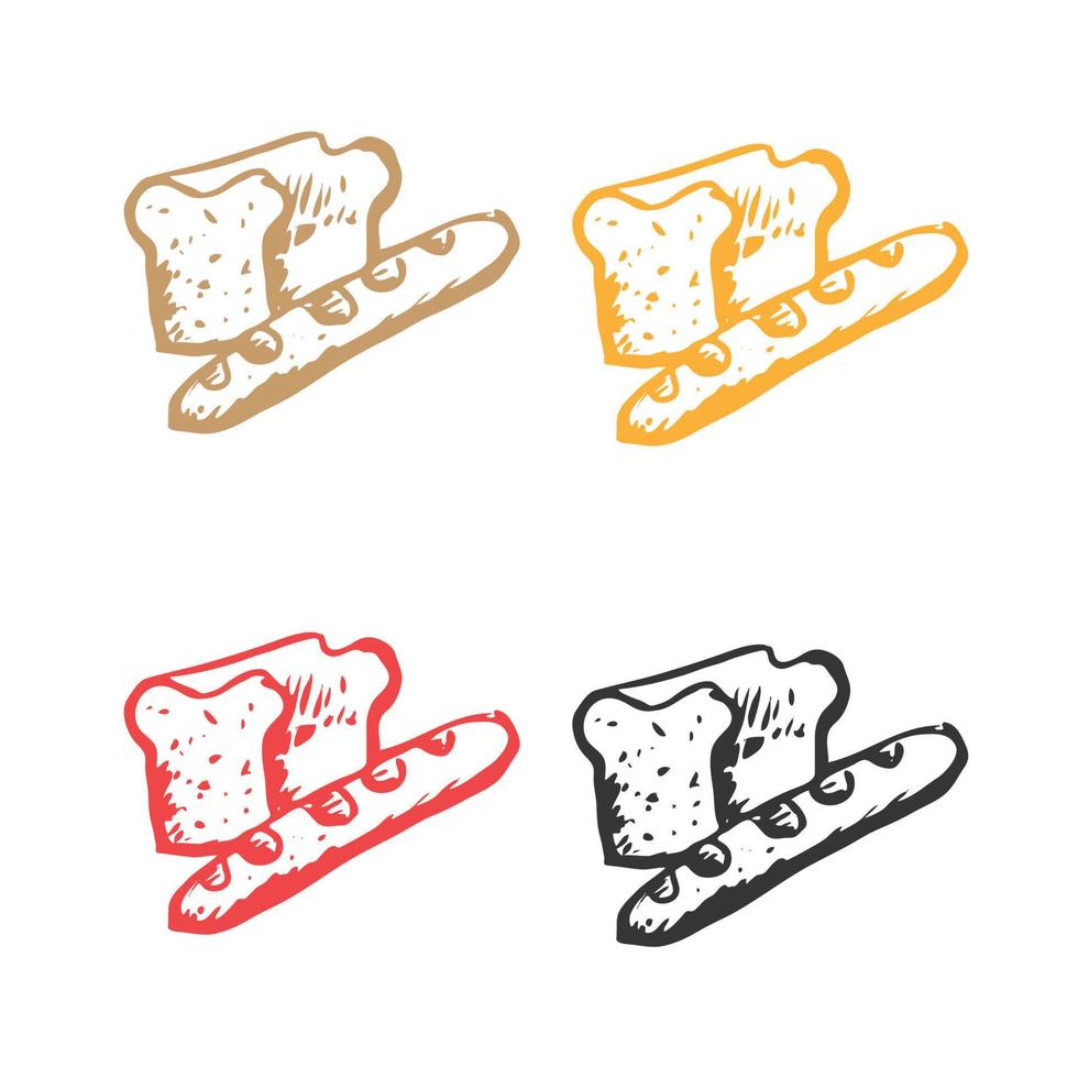 Bread Loaf Bakery Bun icon, bread slices icon, Bread icon, French bread icon logo vector icons in multiple colors