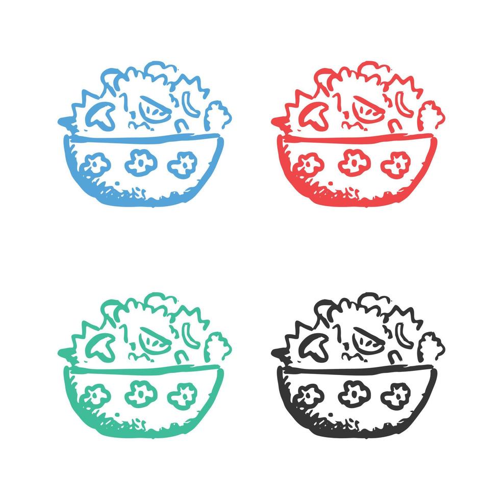 Salad bowl icon, Vegetable Salad Bowl Plate, Bowl of salad vector icons in multiple colors