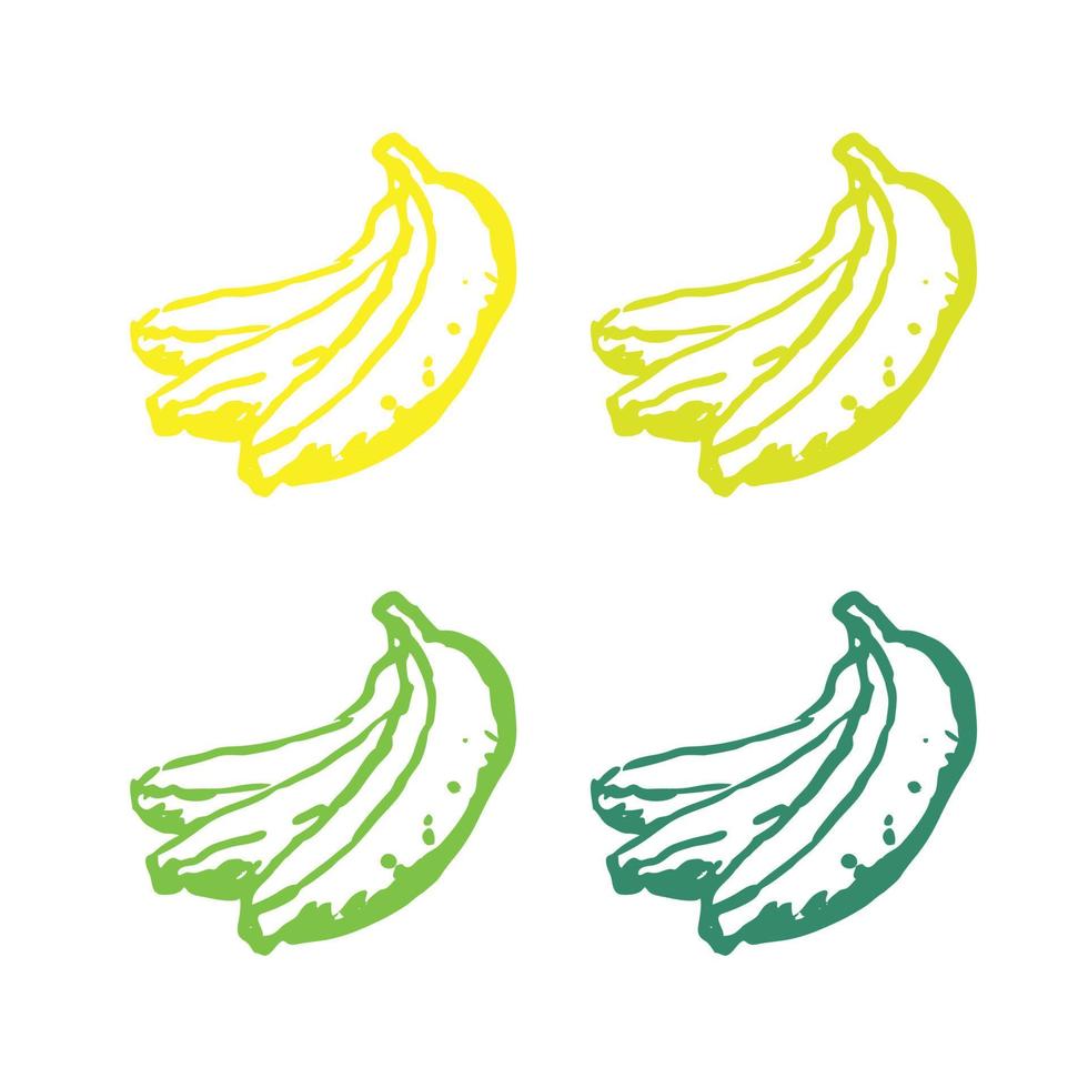 plátano icono, manojo de amarillo maduro plátanos, banana. silueta icono, plátano logo vector íconos en múltiple colores