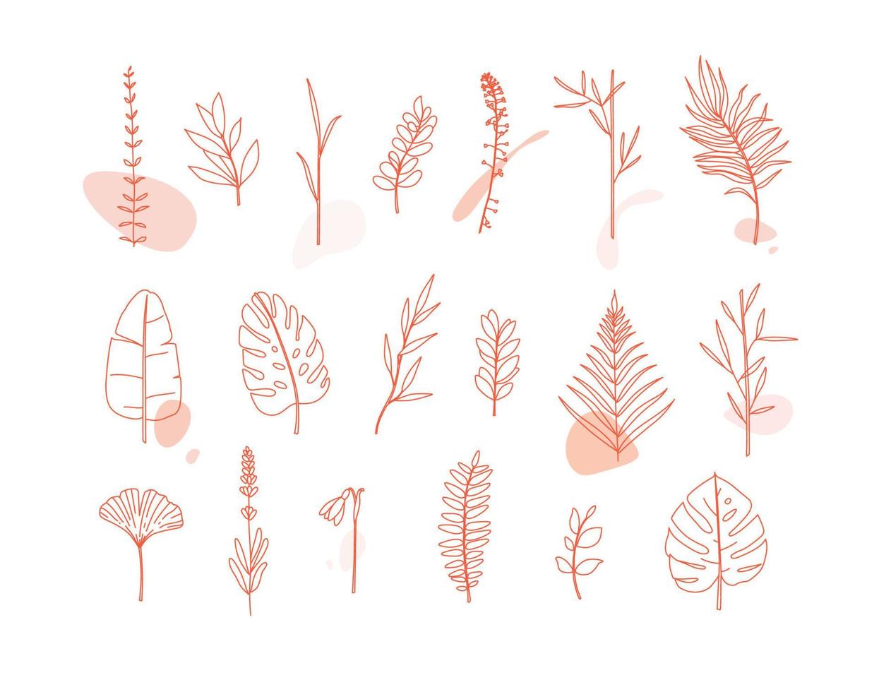 conjunto de diferente formas hojas en minimalismo plano estilo en blanco antecedentes vector