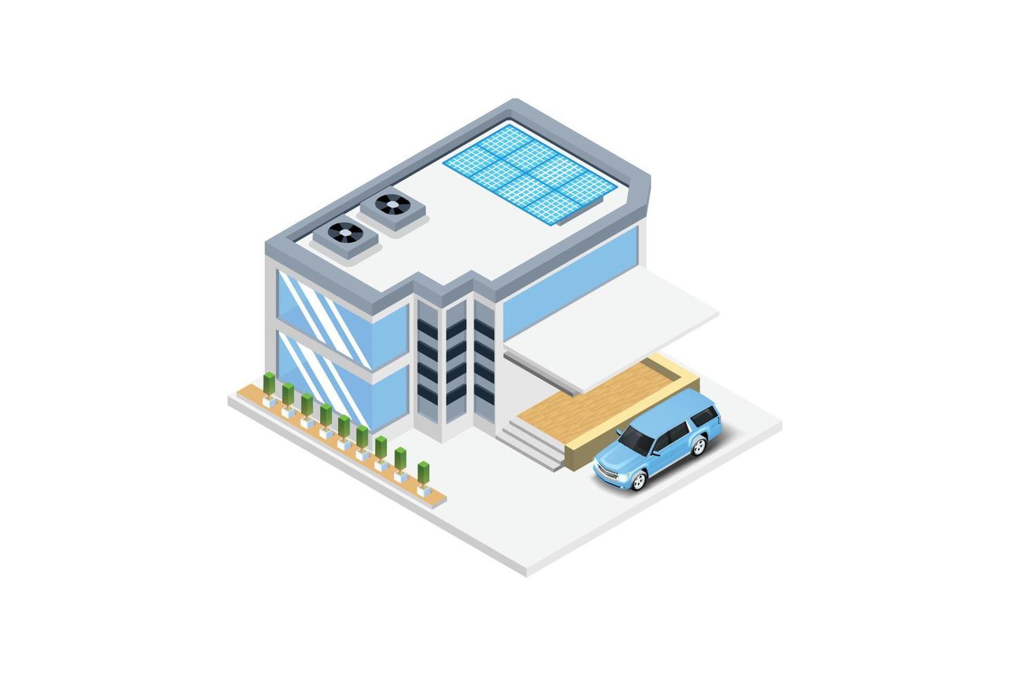 moderno lujo isométrica verde eco simpático casa con solar panel, adecuado para diagramas, infografía, ilustración, y otro gráfico relacionado activosweb vector