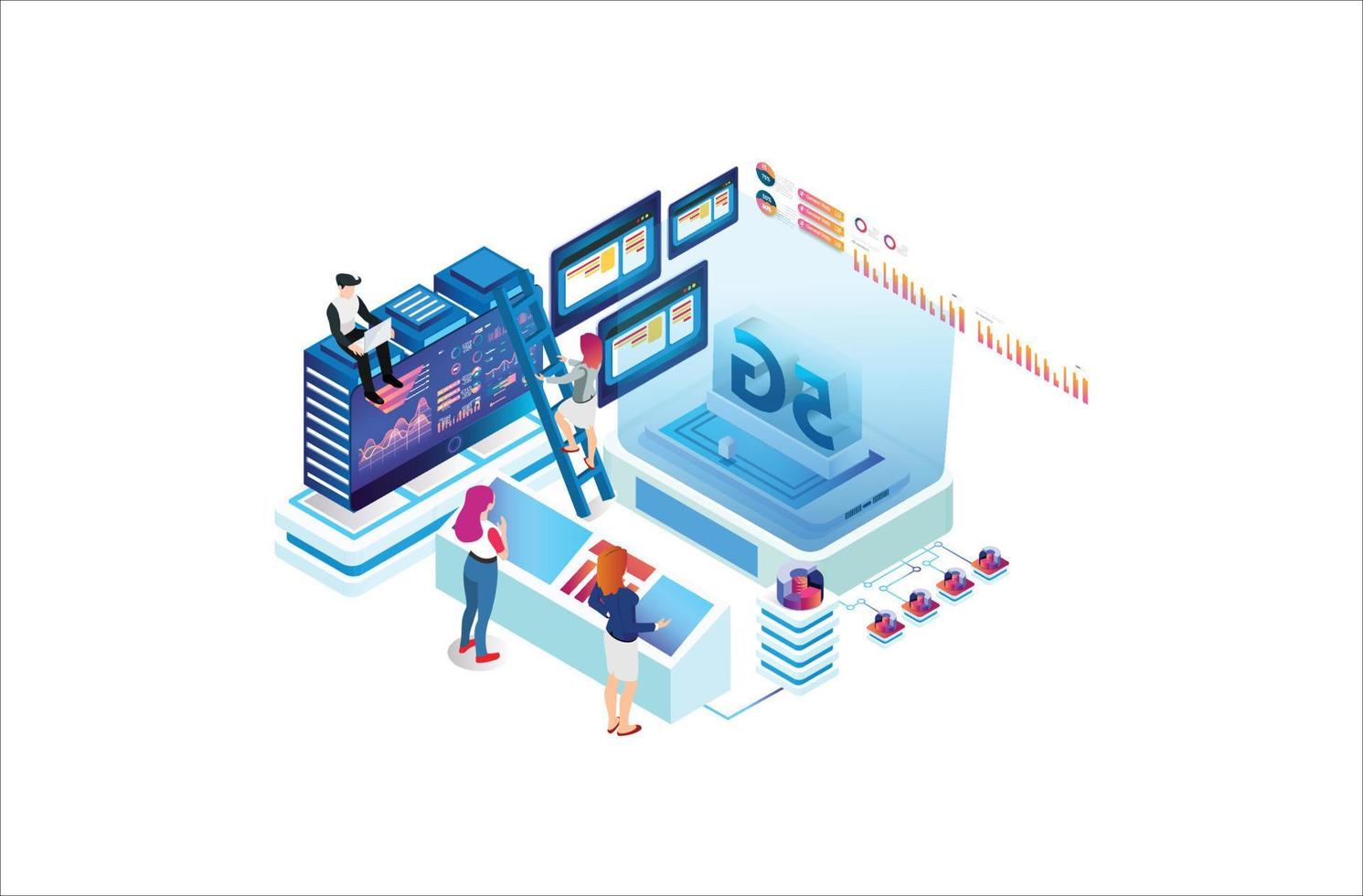 Modern isometric 5g Internet speed technology. online based vector illustration Suitable for Diagrams, Infographics, Game Asset, And Other Graphic Related Assets