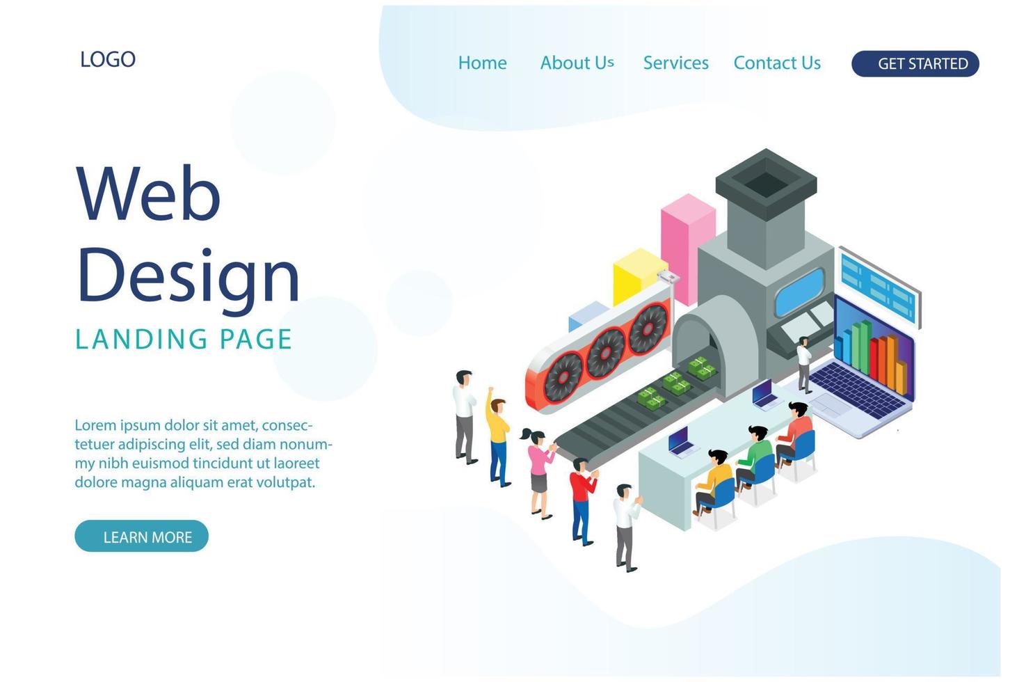 Modern Isometric Web Landing Page Data Statistics Report Illustration, Web Banners, Suitable for Diagrams, Infographics, Book Illustration, Game Asset, And Other Graphic Related Assets vector