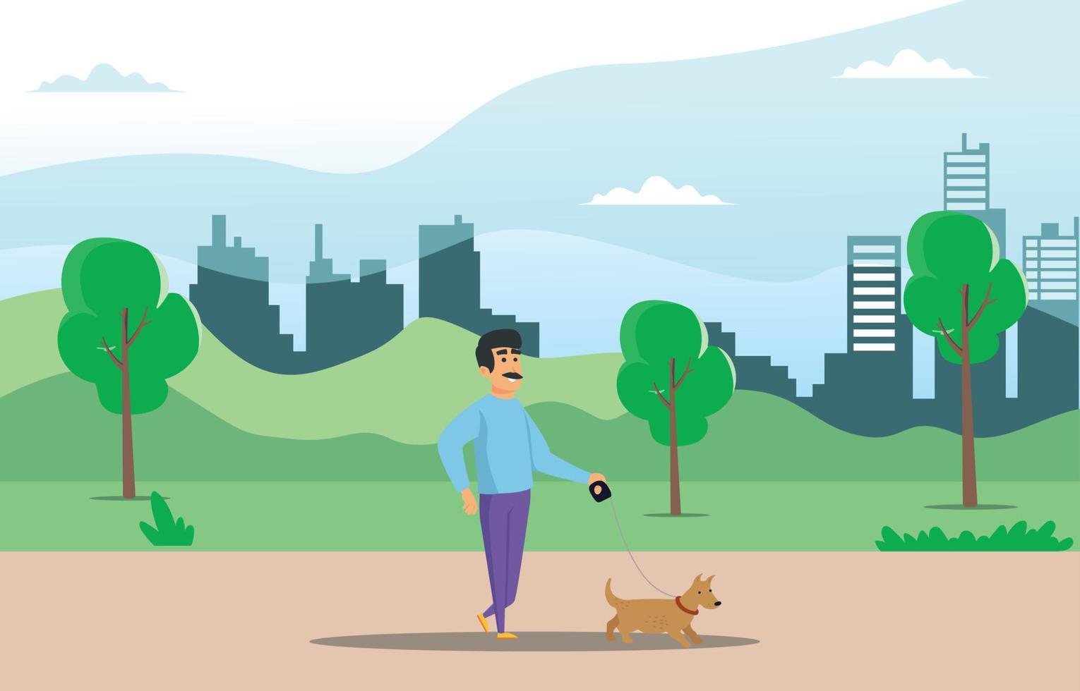 Illustration Young people doing physical activity outdoors at the park, they are running, cycling and bring the dog, healthy lifestyle Suitable for Diagrams, Infographics, And Other Graphic Asset vector