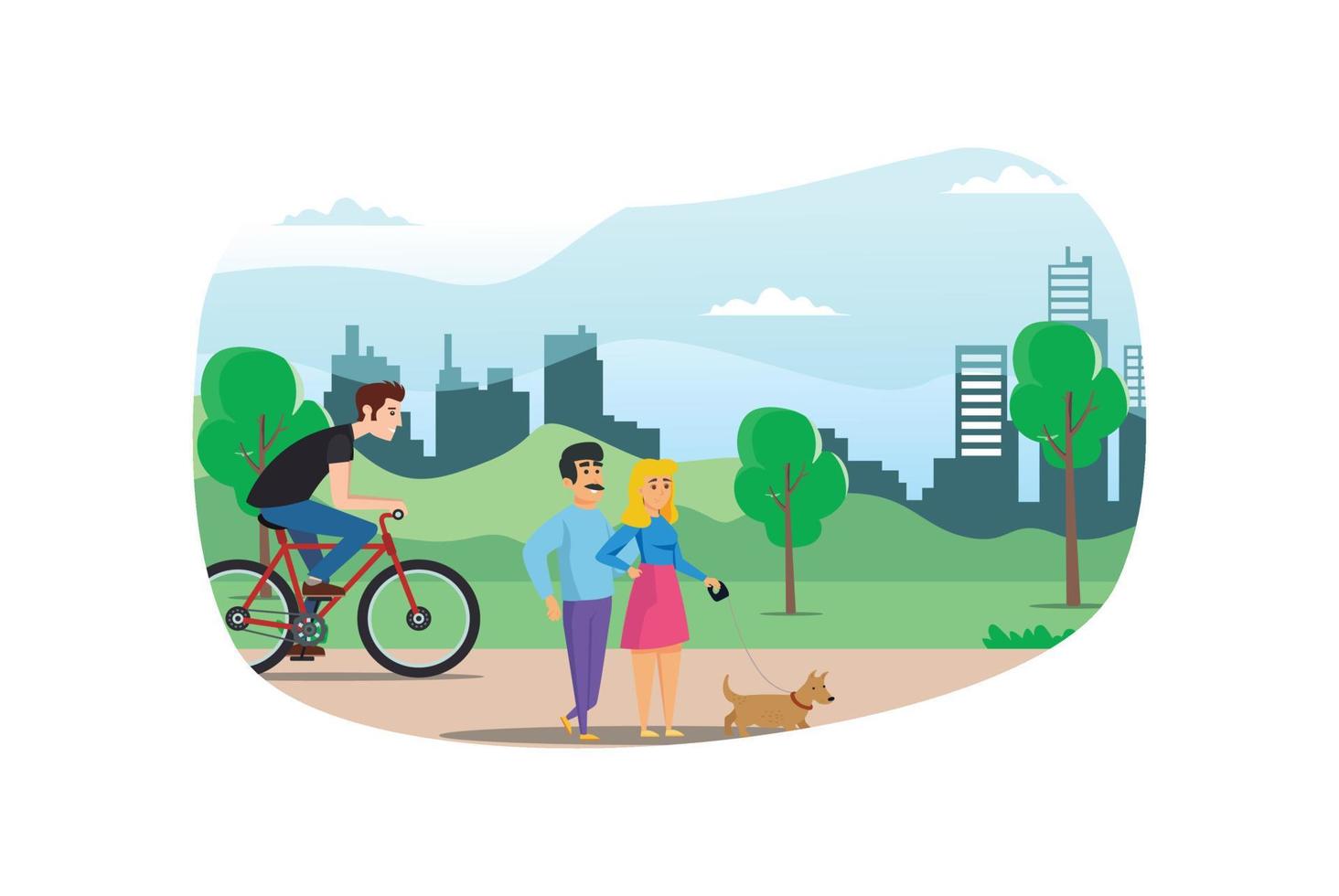 joven personas paseos un Deportes bicicleta en un parque camino, vector ilustración adecuado para diagramas, infografía, juego activo, y otro gráfico activo