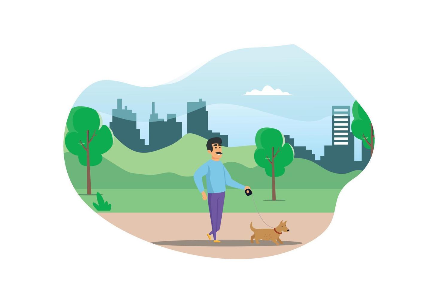Illustration Young people doing physical activity outdoors at the park, they are running, cycling and bring the dog, healthy lifestyle Suitable for Diagrams, Infographics, And Other Graphic Asset vector