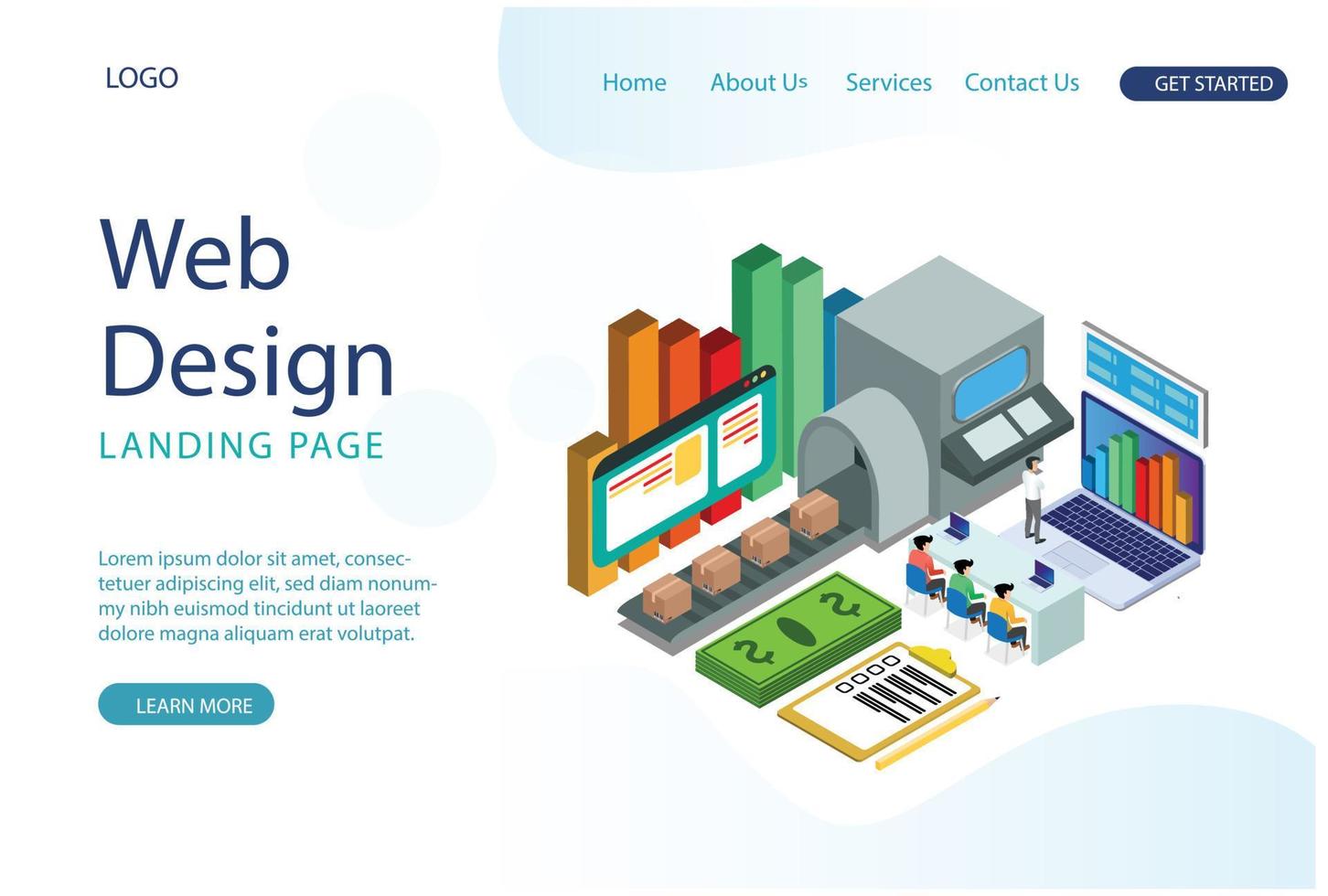 Modern Web Landing Page Isometric Smart Bitcoin Mining Illustration. Suitable for Diagrams, Infographics, Book Illustration, Game Asset, And Other Graphic Related Assets vector