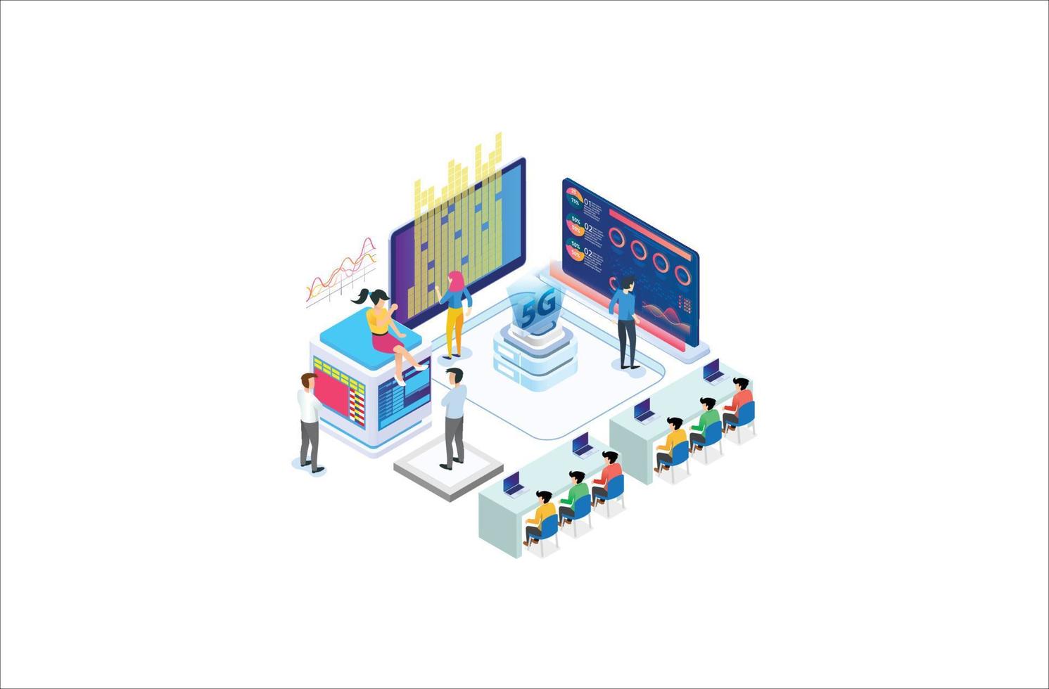 Modern isometric 5g Internet speed technology. online based vector illustration Suitable for Diagrams, Infographics, Game Asset, And Other Graphic Related Assets