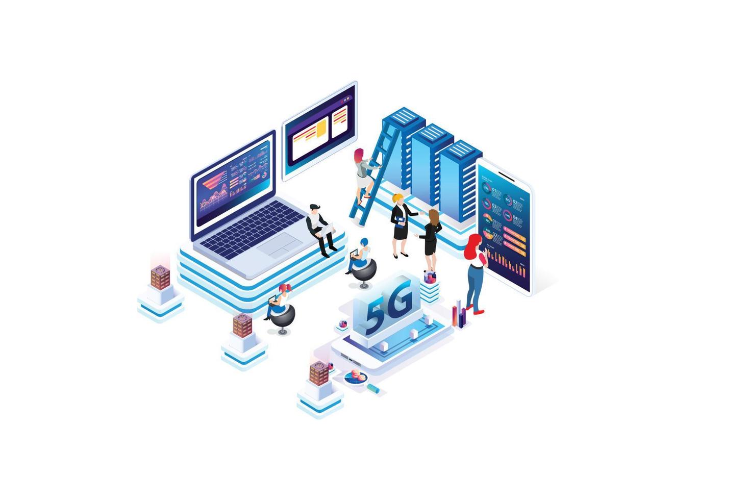 Modern isometric 5g Internet speed technology. online based vector illustration Suitable for Diagrams, Infographics, Game Asset, And Other Graphic Related Assets