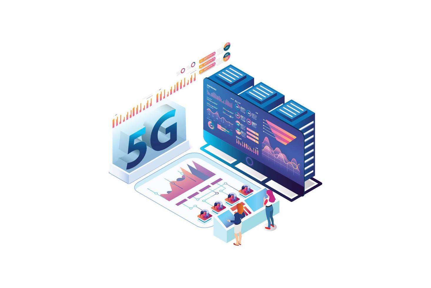 Modern isometric 5g Internet speed technology. online based vector illustration Suitable for Diagrams, Infographics, Game Asset, And Other Graphic Related Assets