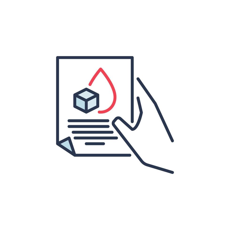 Blood Sugar Report or Test in Hand vector concept colored icon