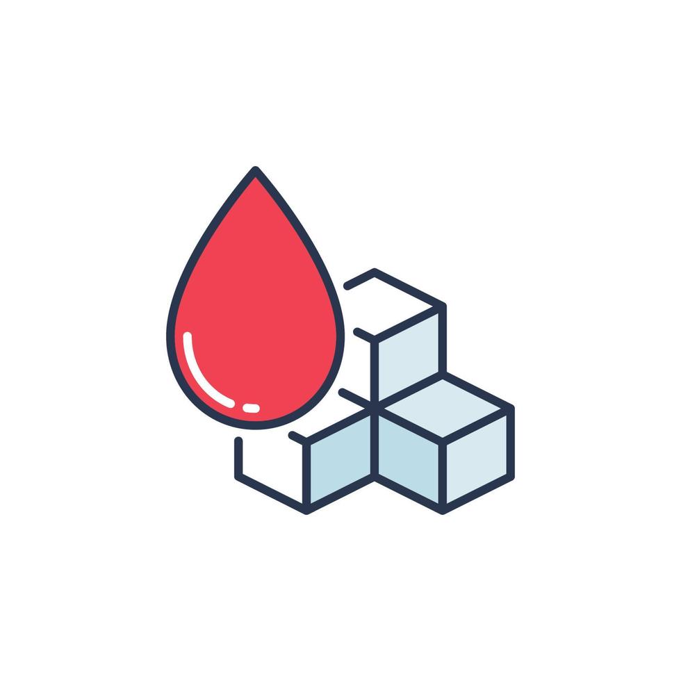 Glycemia vector Sugar in Red Blood Drop concept colored icon