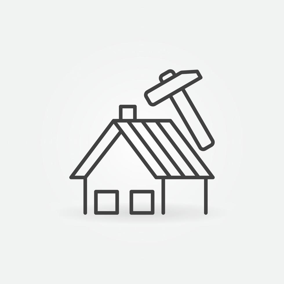 Roof Repair and Maintenance vector concept linear icon or symbol