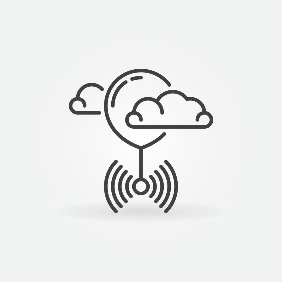 Spy Weather Balloon Flying in Clouds vector concept outline icon