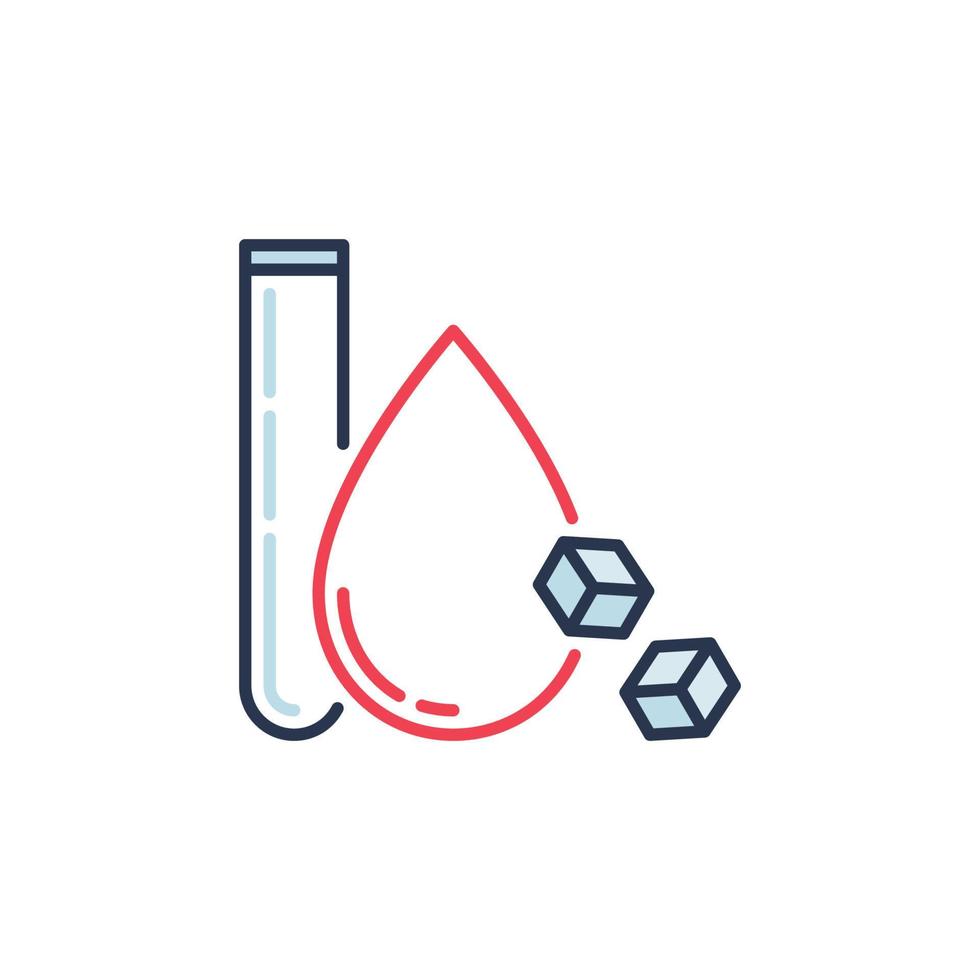 Sugar in Blood with Test Tube vector Glycemia concept colored icon