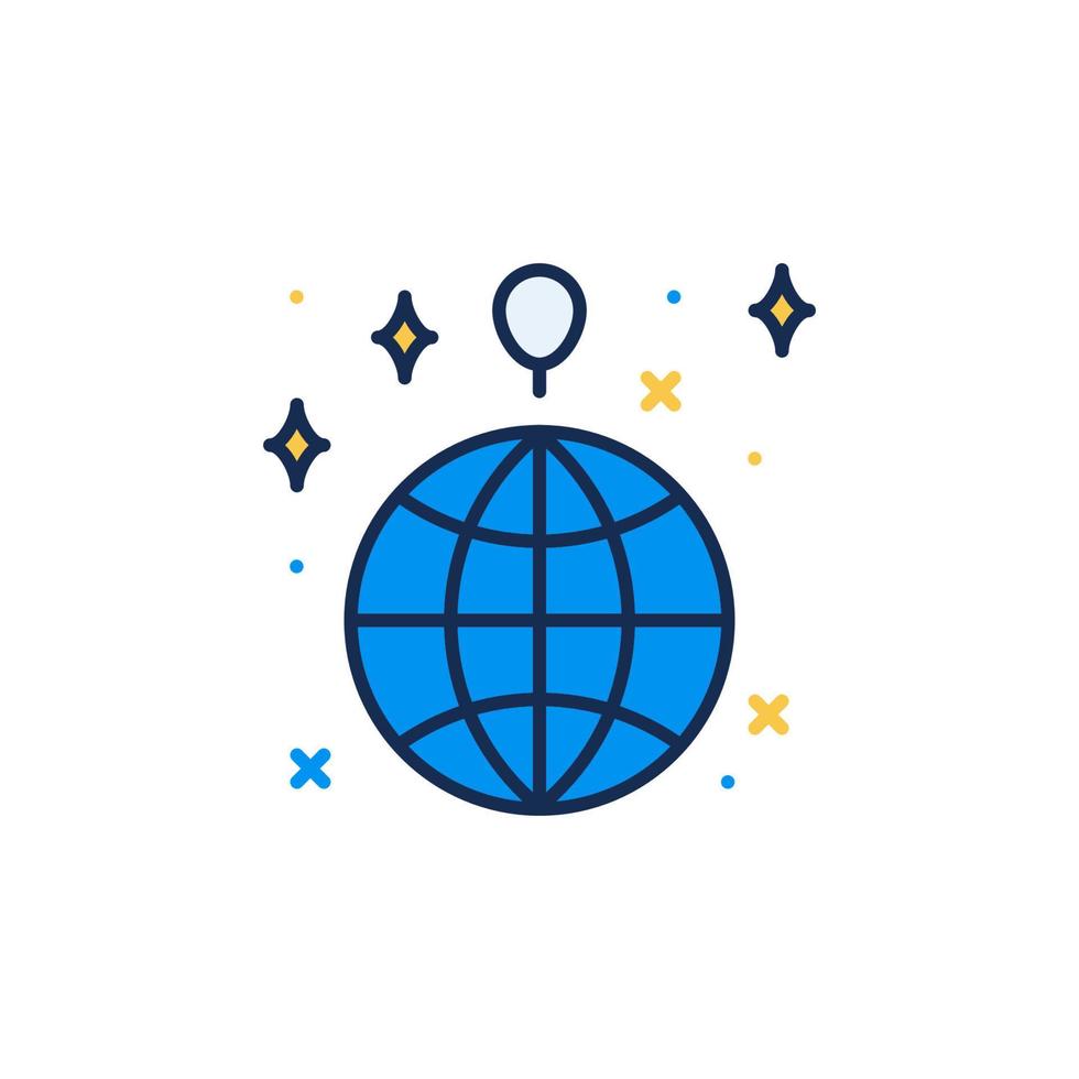 Weather Balloon and Earth Globe vector concept colored icon
