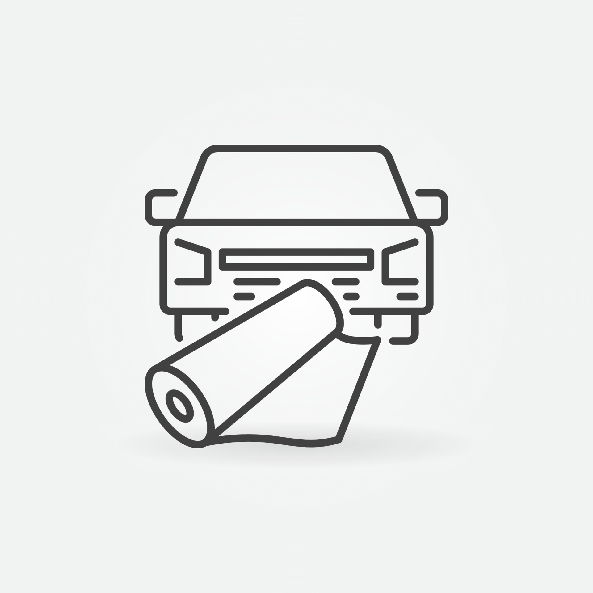 Car with Vinyl Film vector Vehicle Wrapping concept outline icon or