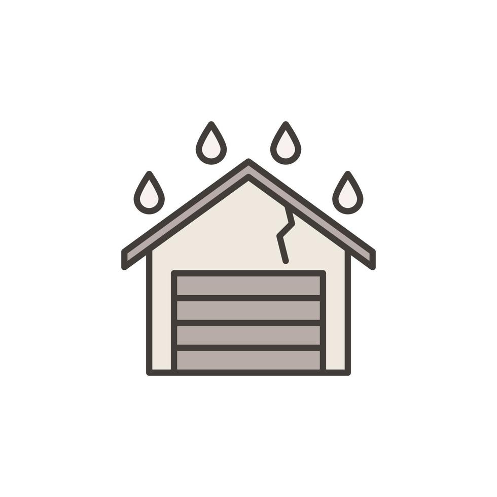 Garage with Roof Leak vector Water Damage concept colored icon or symbol