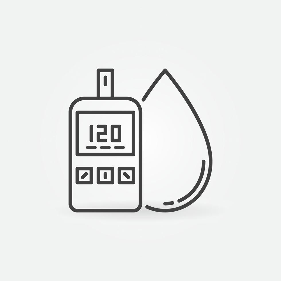 Glucometer with Blood Drop vector Blood Sugar Level concept line icon