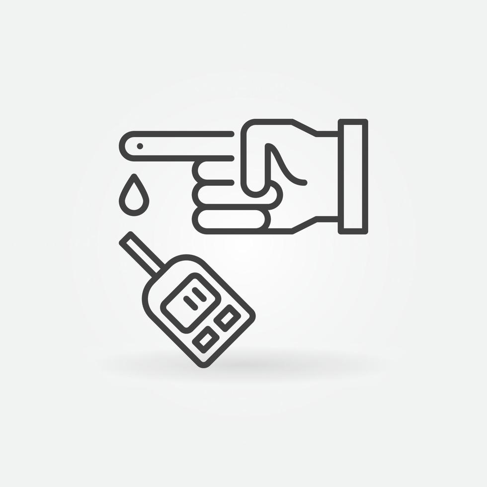 Glucometer Blood Test vector concept outline icon or sign