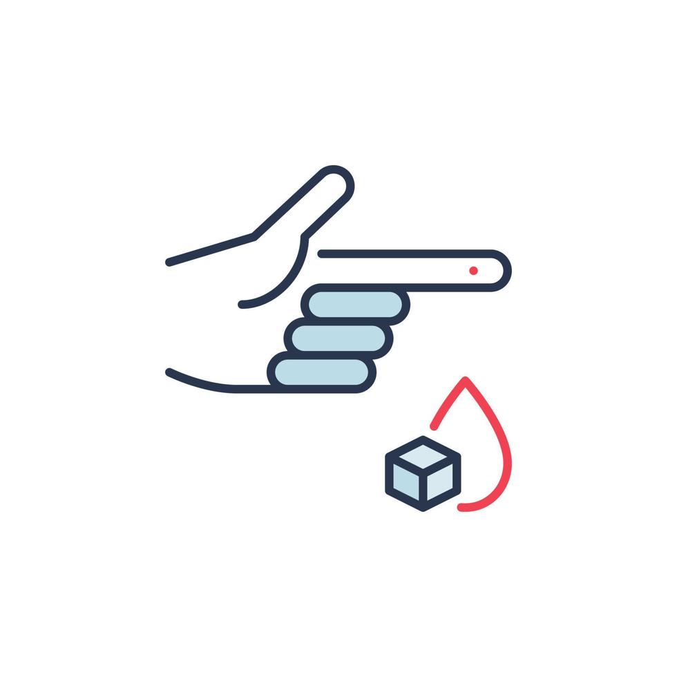 Glucose in Blood from Finger concept colored vector icon or sign