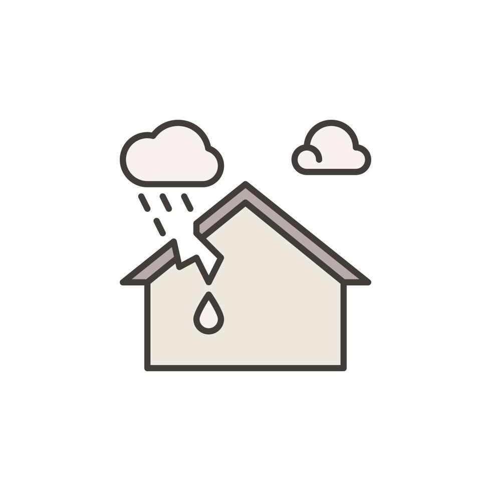 House with Roof Leak vector concept colored icon