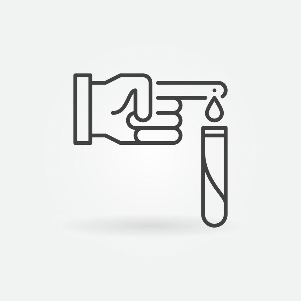 Test Tube and Blood from Finger vector Medical Measurement outline icon