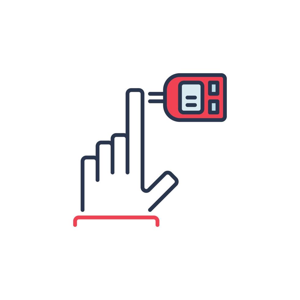 Glucose Meter and Hand vector Glucometer concept colored icon