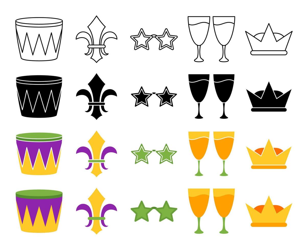 colección de diseño elementos para mardi gras vector