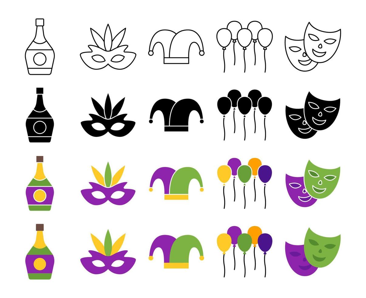 colección de diseño elementos para mardi gras vector