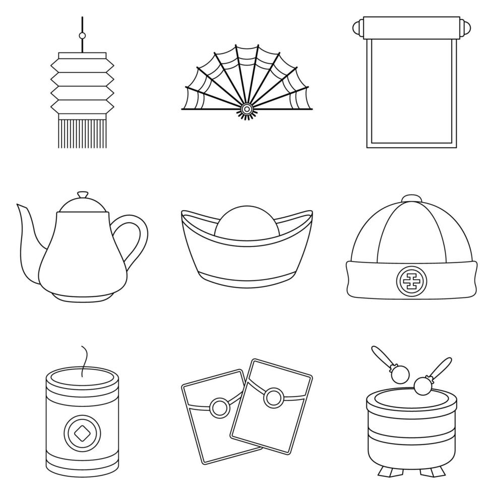 Set of Chinese New Year in flat style vector
