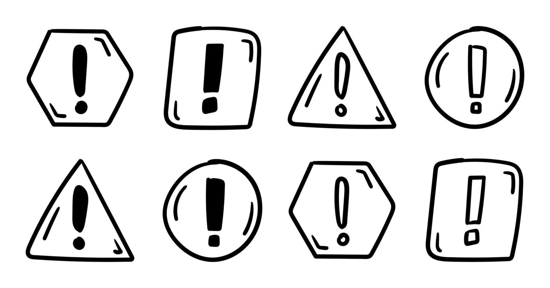 Set of hand drawn Attention sign vector