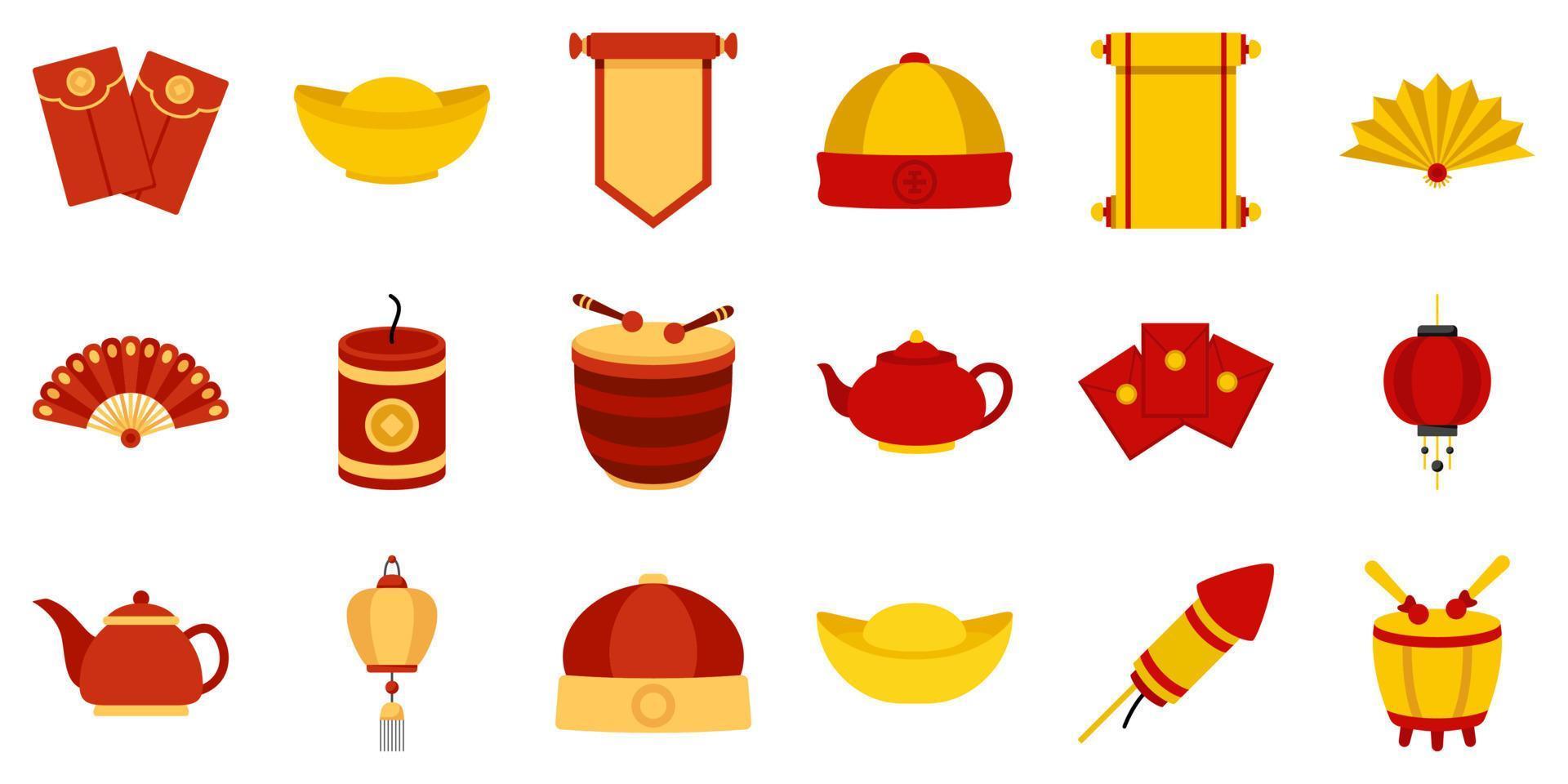 Set of Chinese New Year in flat style vector