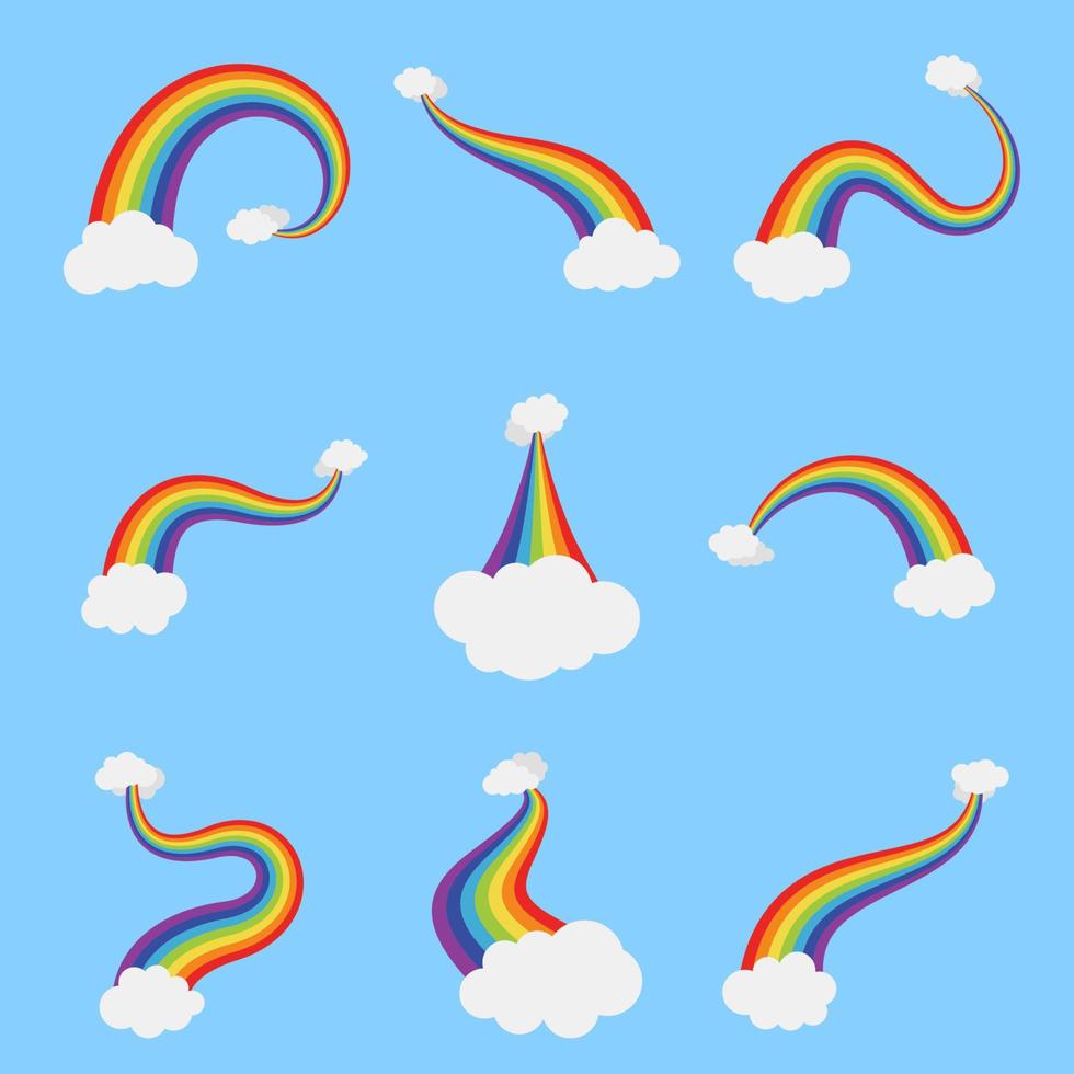 Rainbow with cloud in flat style isolated vector