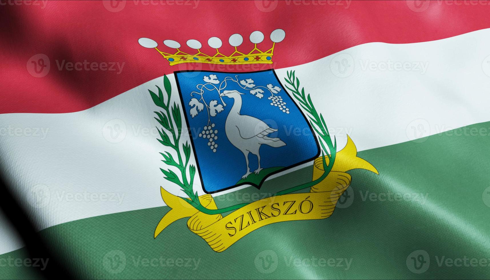3d hacer ondulación Hungría ciudad bandera de szikszo de cerca ver foto