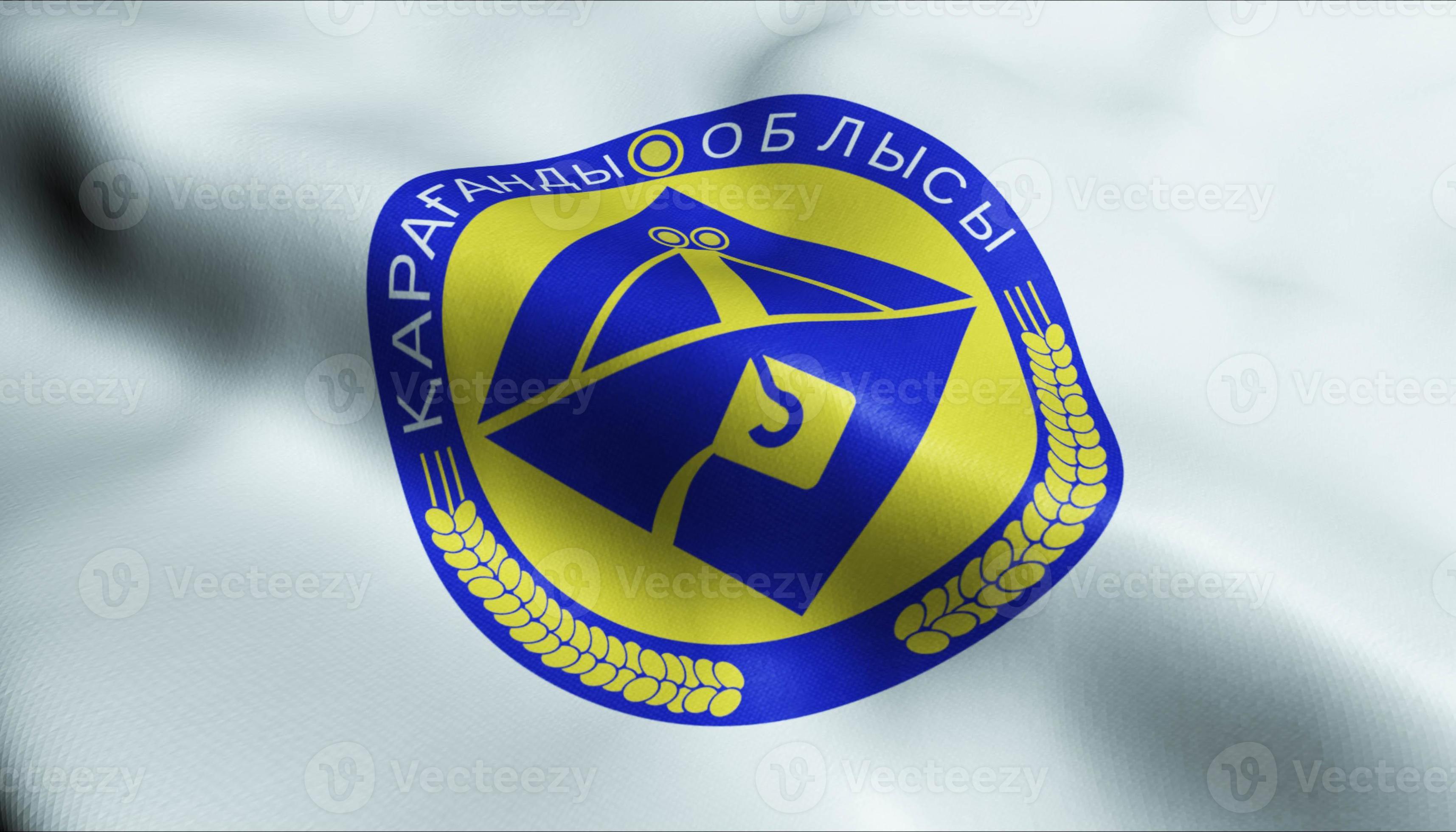 3D Waving Kazakhstan Region Flag of Karaganda Closeup View 20414066 ...