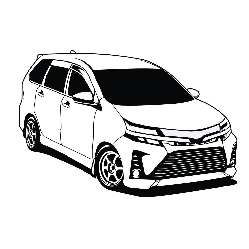 modern suv vehicle black and white vector