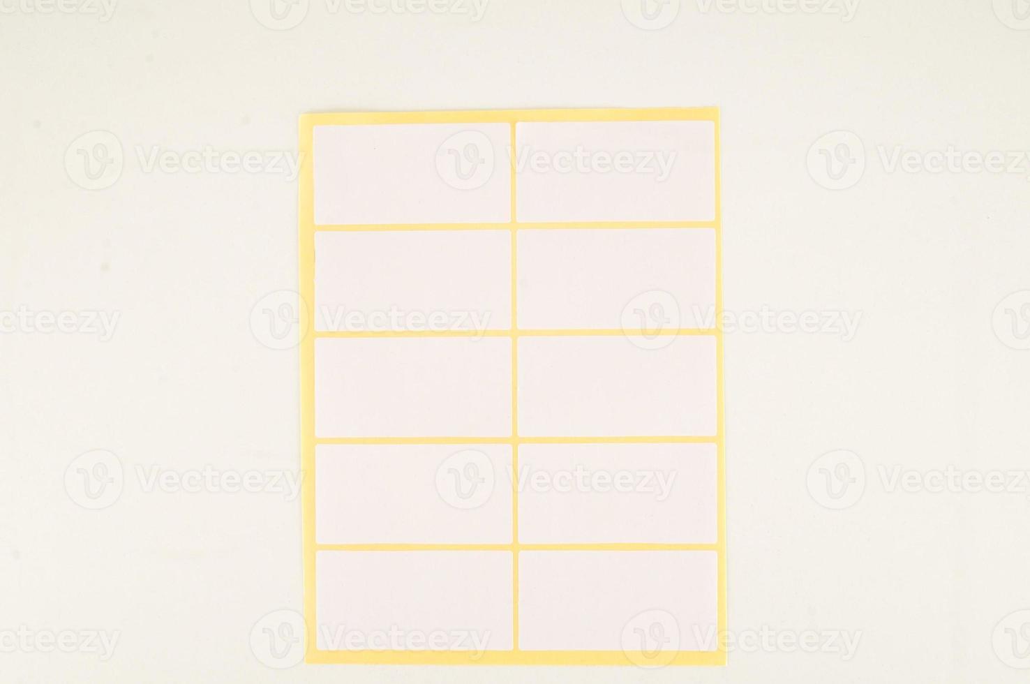 Labels on white background photo