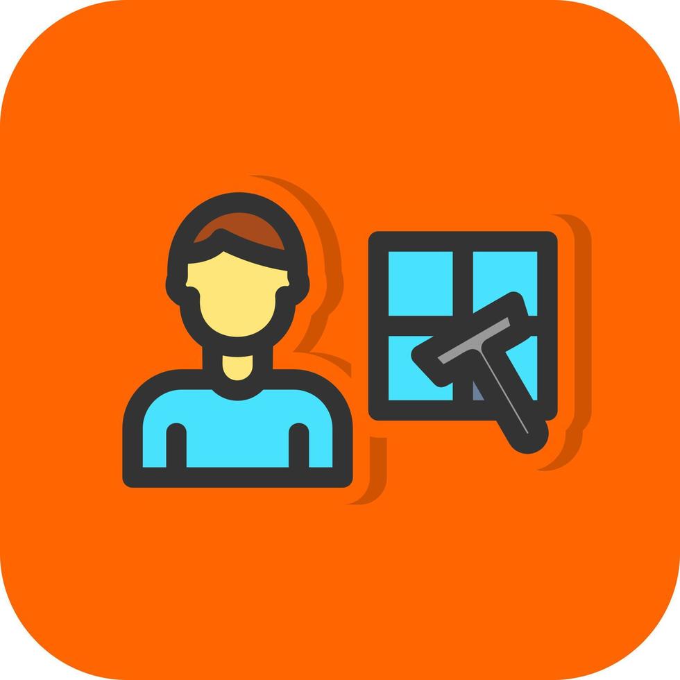 Man Cleaning Window Vector Icon Design