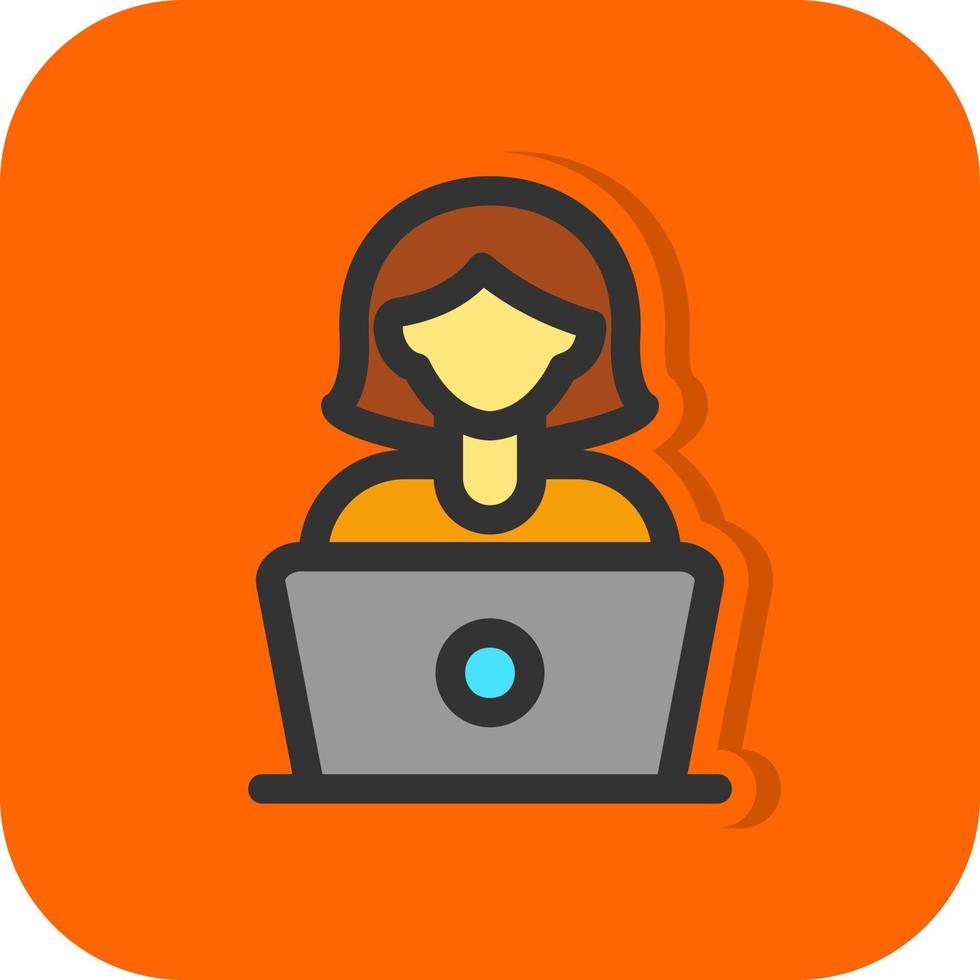 Woman Using Laptop Vector Icon Design