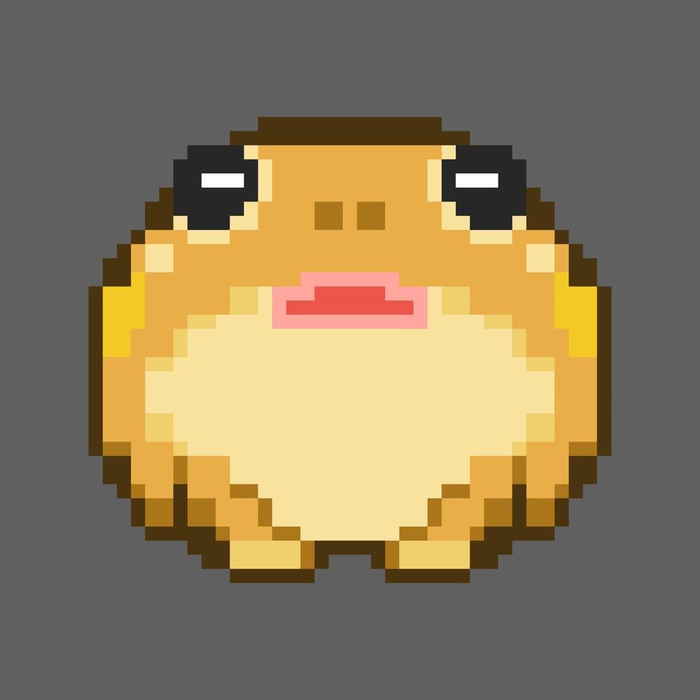 Vector light yellow frog wide lips pixel art, perfect for stickers