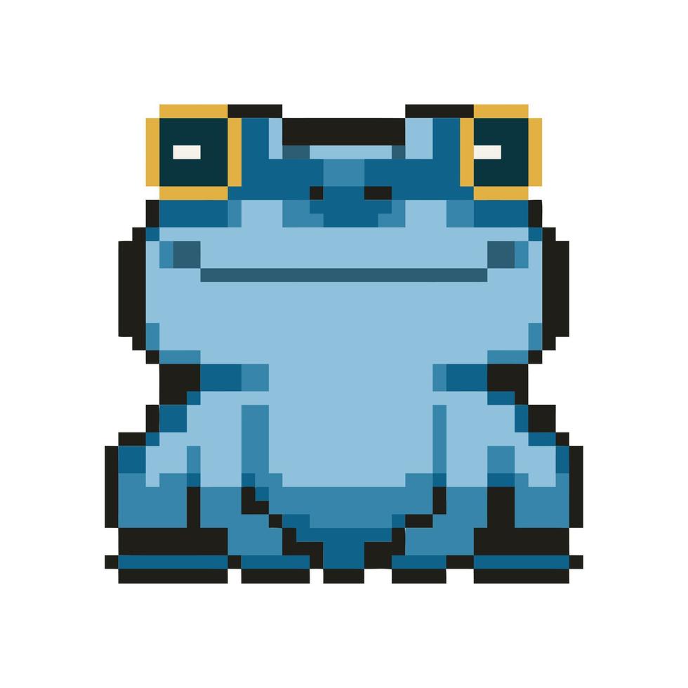 Cute and adorable smiling blue frog vector pixel art style suitable for sticker and decoration