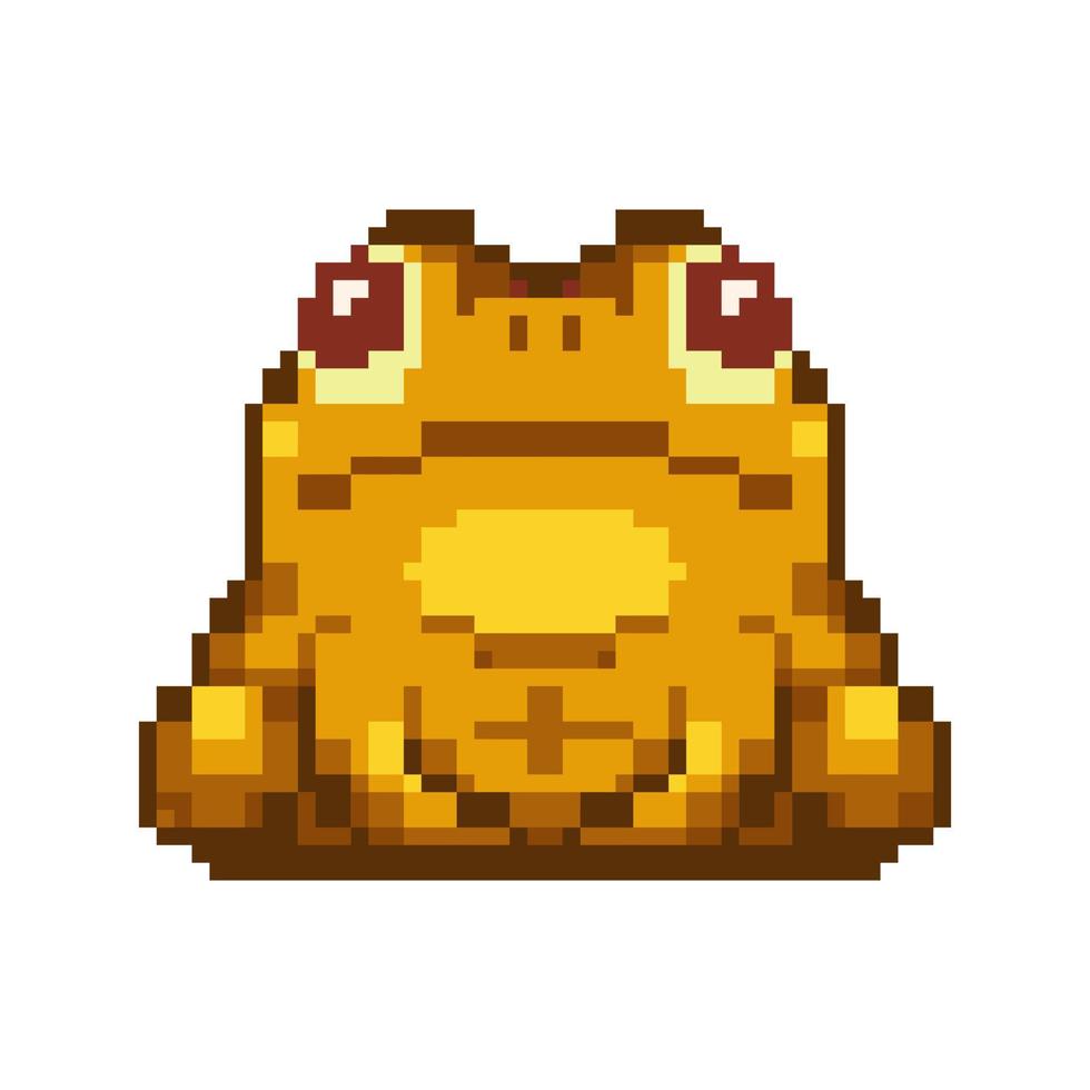 Vector orange brown frog smiling cute and adorable pixel art style suitable for sticker and decoration