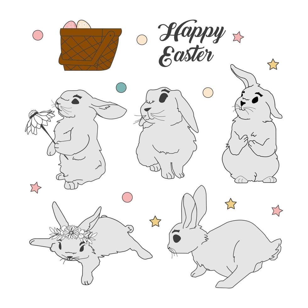 Happy easter bunnies clipart collection vector