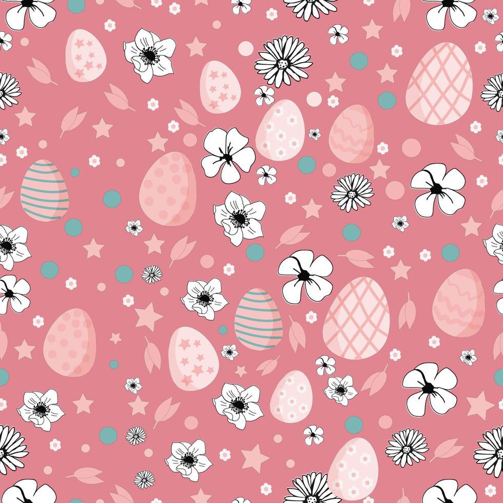 Flat easter flower pattern vector