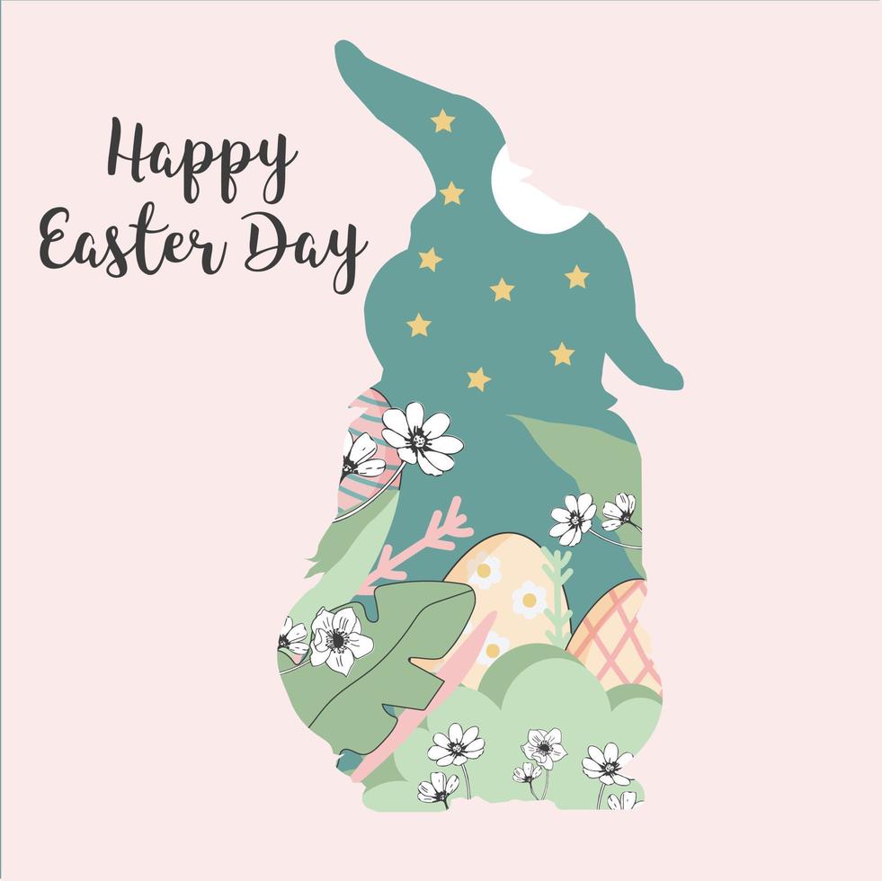 Easter bunny in  paper style background vector