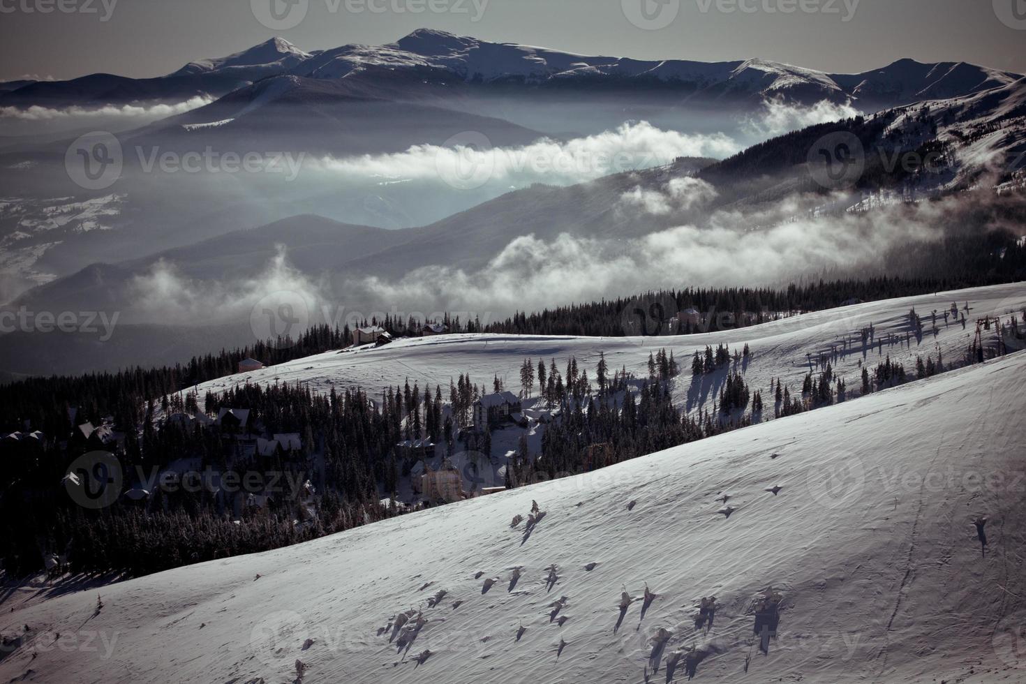 Carpathian mountain ski resort landscape photo